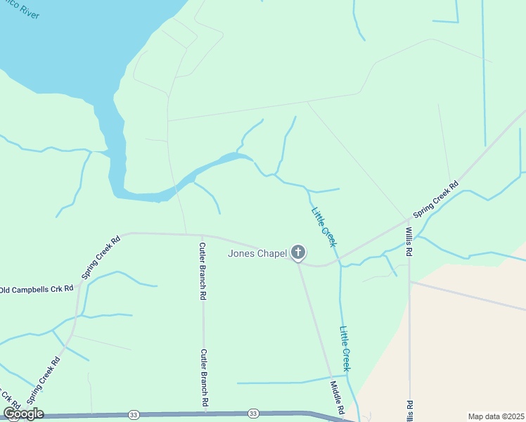 map of restaurants, bars, coffee shops, grocery stores, and more near Spring Creek Road in Beaufort County