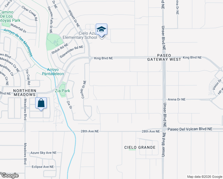 map of restaurants, bars, coffee shops, grocery stores, and more near 1249 Calle Laguna in Rio Rancho