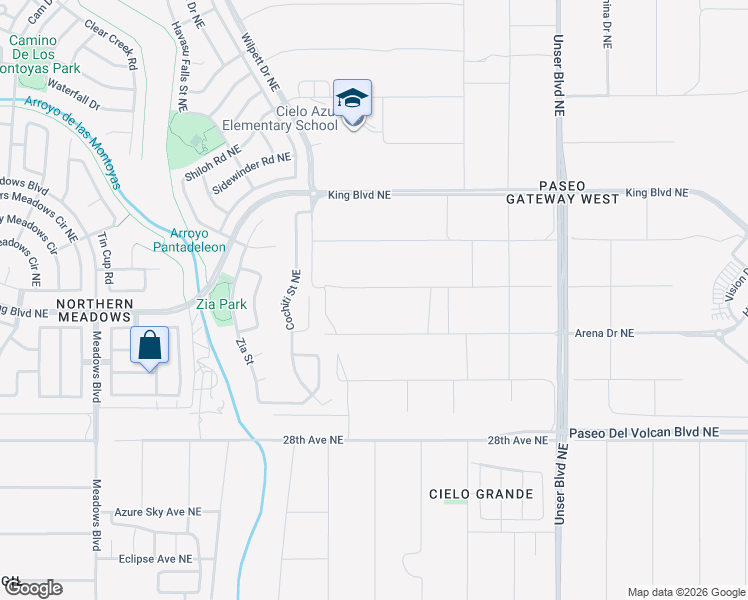 map of restaurants, bars, coffee shops, grocery stores, and more near 1520 Kearney Avenue Northeast in Rio Rancho