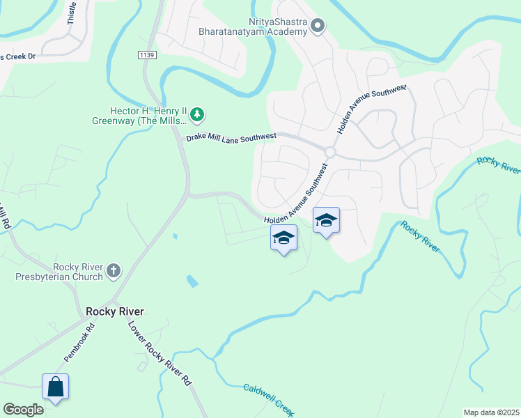 map of restaurants, bars, coffee shops, grocery stores, and more near 1722 Scarbrough Circle Southwest in Concord