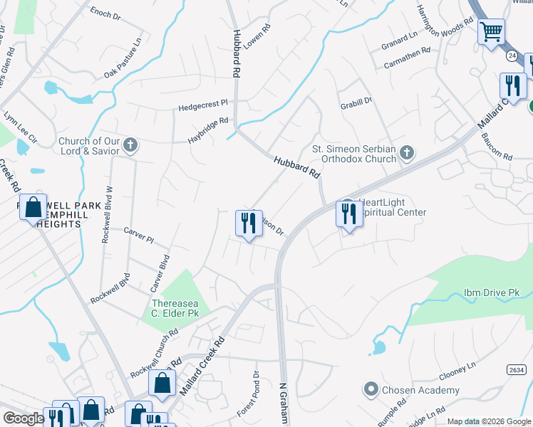 map of restaurants, bars, coffee shops, grocery stores, and more near in Charlotte