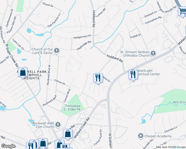 map of restaurants, bars, coffee shops, grocery stores, and more near 3209 Garrison Drive in Charlotte