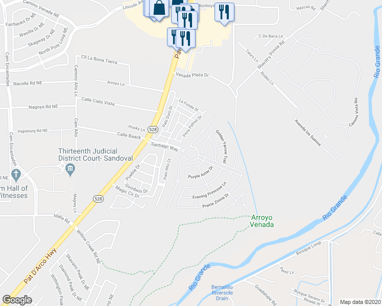 map of restaurants, bars, coffee shops, grocery stores, and more near 901 Cottonwood Circle in Bernalillo