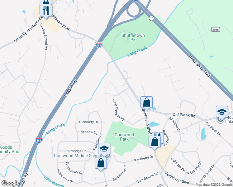 map of restaurants, bars, coffee shops, grocery stores, and more near 8911 Cameron Spring Road in Charlotte