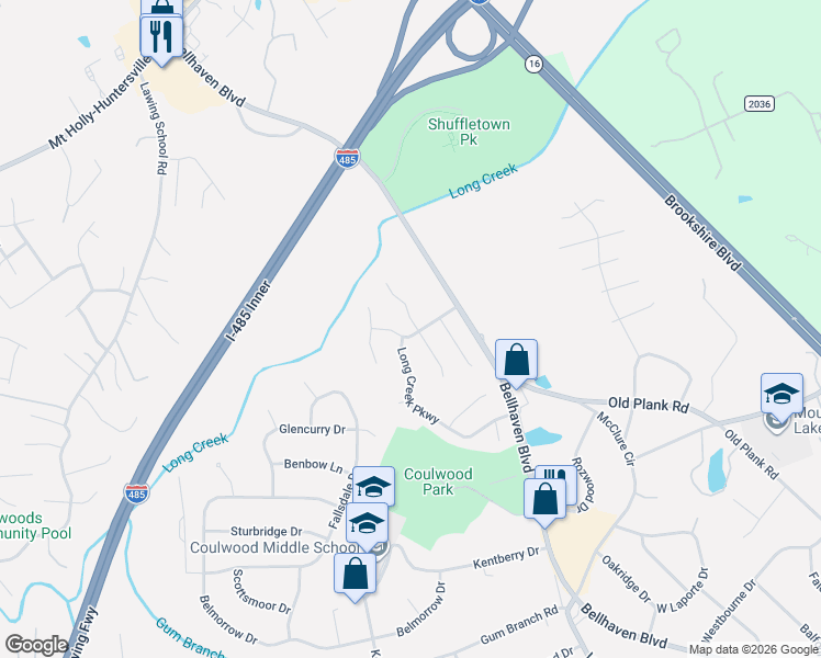 map of restaurants, bars, coffee shops, grocery stores, and more near 8911 Cameron Spring Road in Charlotte