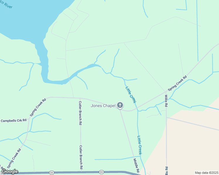map of restaurants, bars, coffee shops, grocery stores, and more near Spring Creek Road in Beaufort County