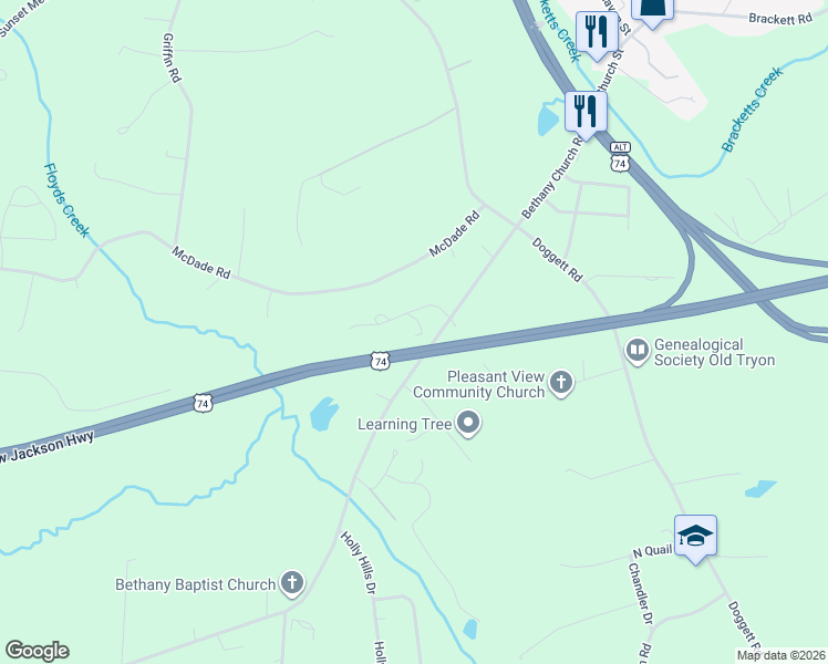 map of restaurants, bars, coffee shops, grocery stores, and more near 163 Grayson Bostic Road in Forest City