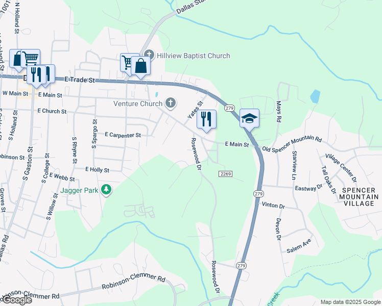 map of restaurants, bars, coffee shops, grocery stores, and more near 1020 Rosewood Drive in Dallas