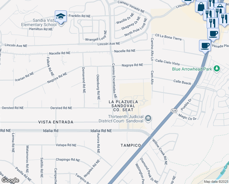 map of restaurants, bars, coffee shops, grocery stores, and more near 3200 Camino Encantadas Northeast in Rio Rancho