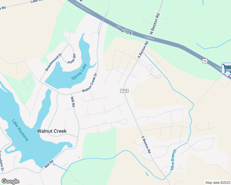 map of restaurants, bars, coffee shops, grocery stores, and more near 287 South Beston Road in Goldsboro