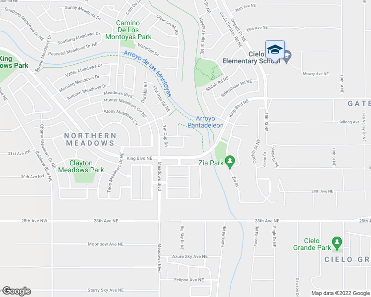 map of restaurants, bars, coffee shops, grocery stores, and more near 3235 Tin Cup Road in Rio Rancho