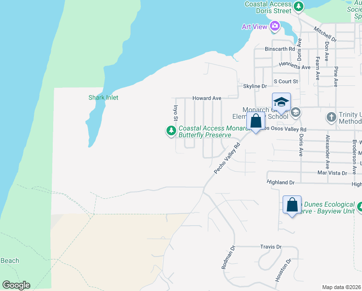 map of restaurants, bars, coffee shops, grocery stores, and more near 2331 Humboldt Street in Baywood-Los Osos