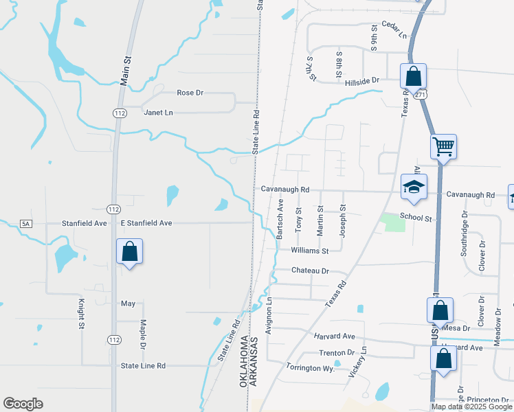 map of restaurants, bars, coffee shops, grocery stores, and more near 7823 State Line Road in Pocola