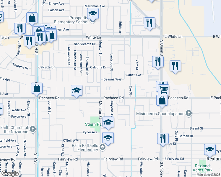 map of restaurants, bars, coffee shops, grocery stores, and more near 808 Karma Court in Bakersfield