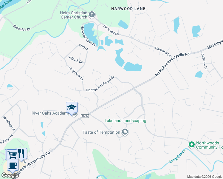 map of restaurants, bars, coffee shops, grocery stores, and more near 11319 Red Finch Lane in Charlotte