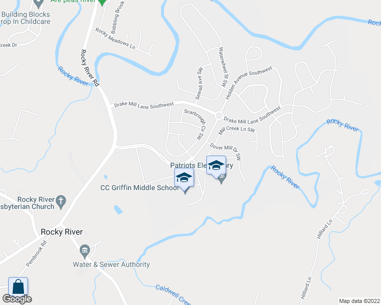 map of restaurants, bars, coffee shops, grocery stores, and more near 1762 Scarbrough Circle Southwest in Concord