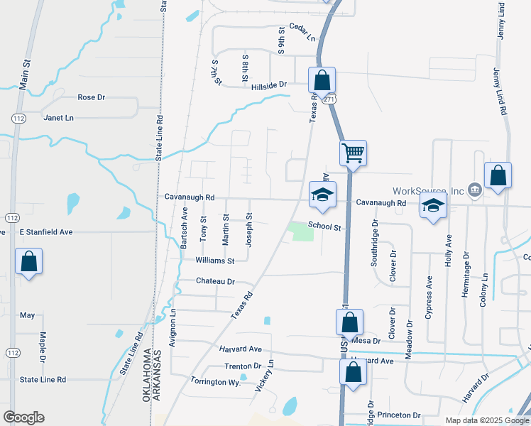 map of restaurants, bars, coffee shops, grocery stores, and more near 7707 Joseph Street in Fort Smith