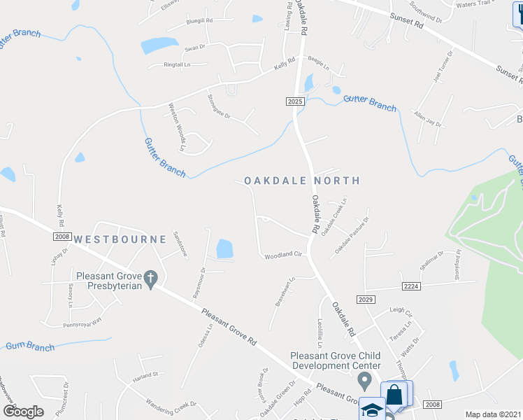 map of restaurants, bars, coffee shops, grocery stores, and more near 6500 Woodland Circle in Charlotte