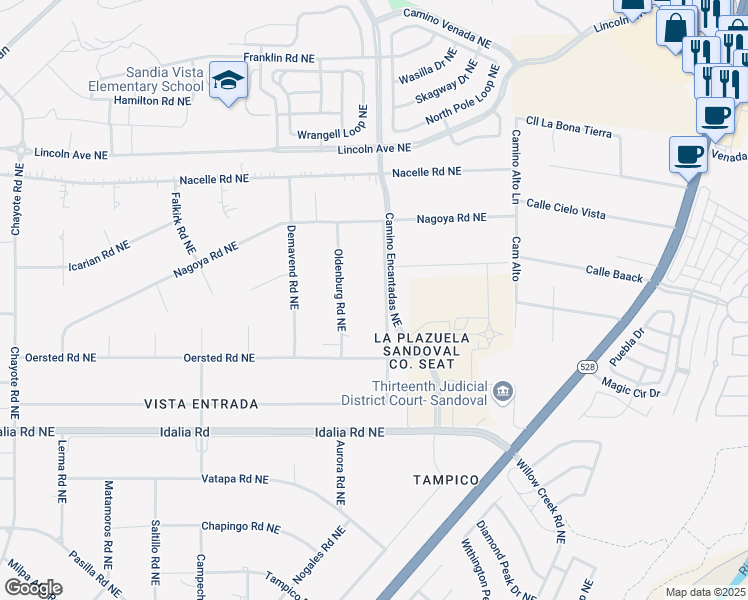 map of restaurants, bars, coffee shops, grocery stores, and more near 3205 Nativitas Road Northeast in Rio Rancho
