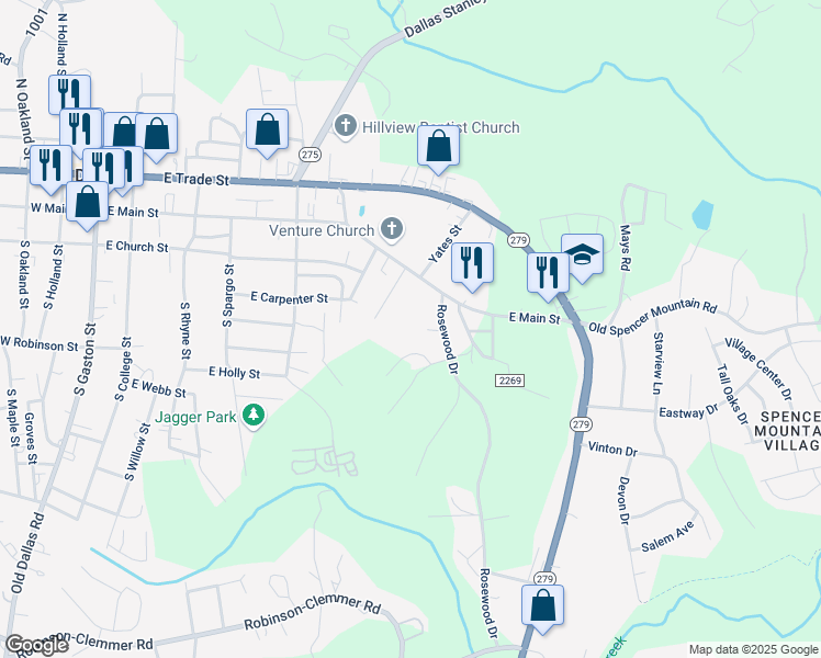 map of restaurants, bars, coffee shops, grocery stores, and more near 1014 Rosewood Drive in Dallas