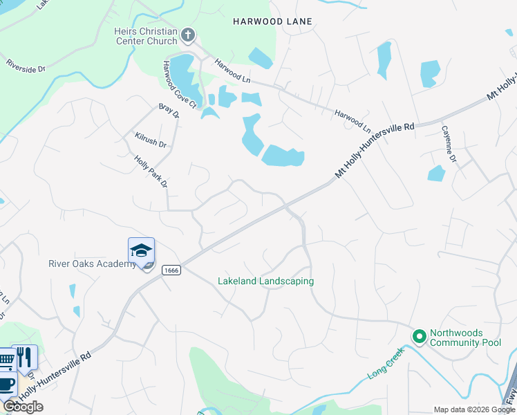 map of restaurants, bars, coffee shops, grocery stores, and more near 1607 Elk Creek Court in Charlotte