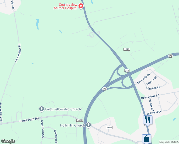 map of restaurants, bars, coffee shops, grocery stores, and more near 2844 U.S. 258 in Kinston