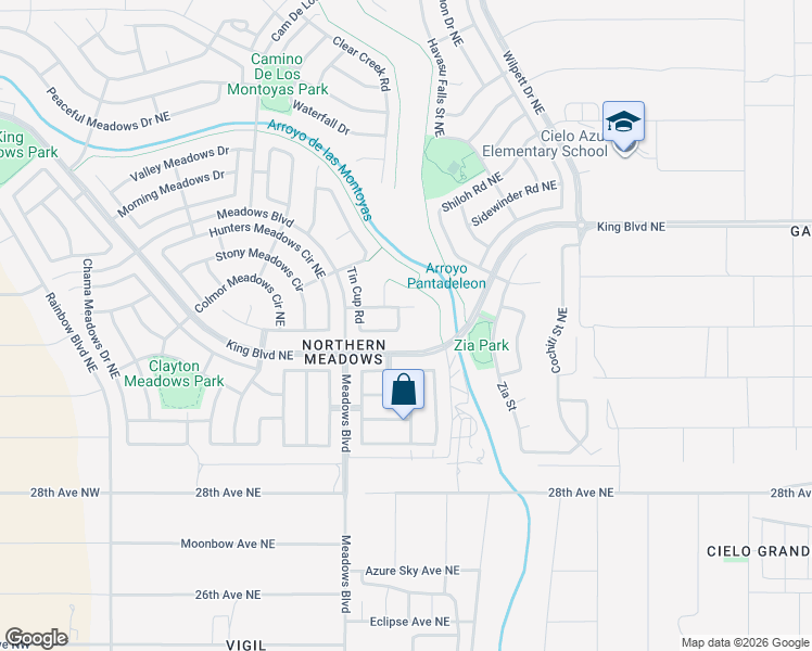 map of restaurants, bars, coffee shops, grocery stores, and more near 3227 Tin Cup Road in Rio Rancho
