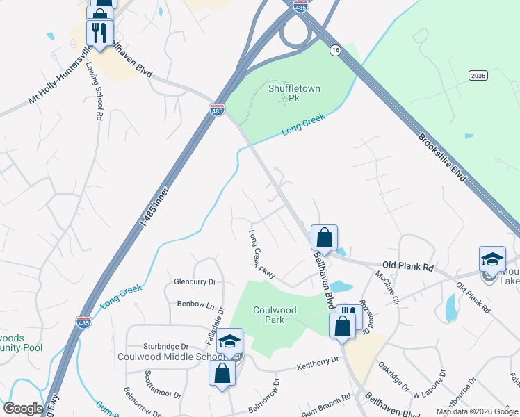 map of restaurants, bars, coffee shops, grocery stores, and more near 9212 Austin Ridge Lane in Charlotte