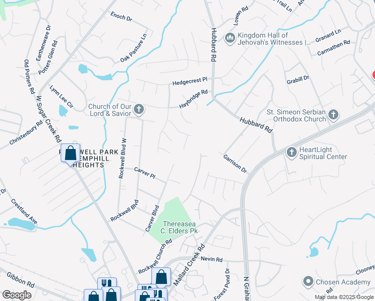 map of restaurants, bars, coffee shops, grocery stores, and more near 3302 Rillet Court in Charlotte