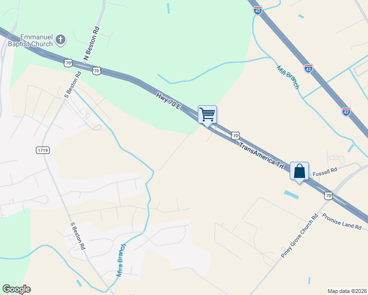 map of restaurants, bars, coffee shops, grocery stores, and more near 207 Darrel Road in Goldsboro