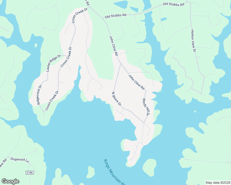 map of restaurants, bars, coffee shops, grocery stores, and more near 119 North Shore Drive in Cherryville