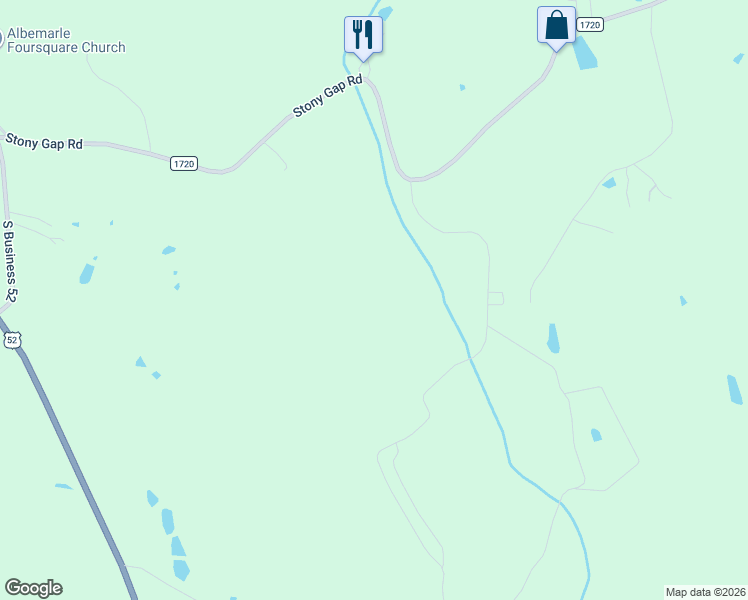 map of restaurants, bars, coffee shops, grocery stores, and more near 42095 Stony Gap Road in Albemarle
