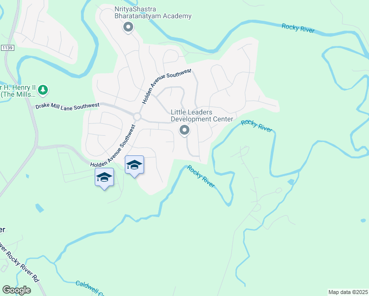 map of restaurants, bars, coffee shops, grocery stores, and more near 2276 Galloway Lane Southwest in Concord