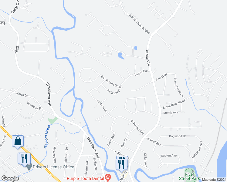 map of restaurants, bars, coffee shops, grocery stores, and more near 121 Sella Ridge Drive in Mount Holly