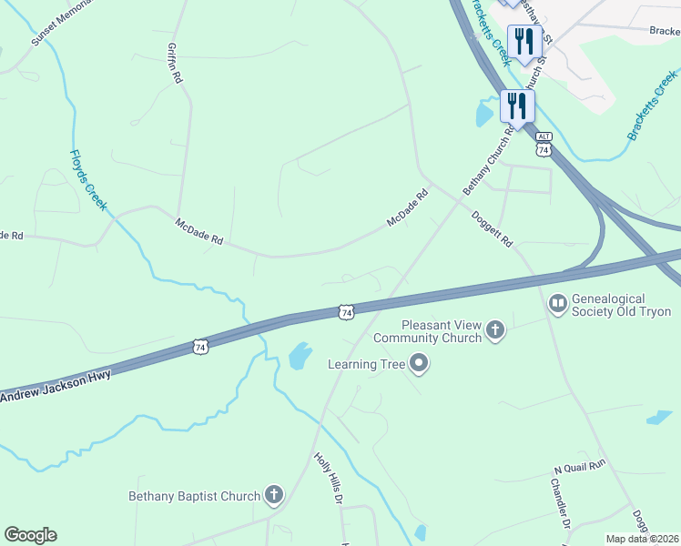 map of restaurants, bars, coffee shops, grocery stores, and more near 205 Grayson Bostic Road in Forest City