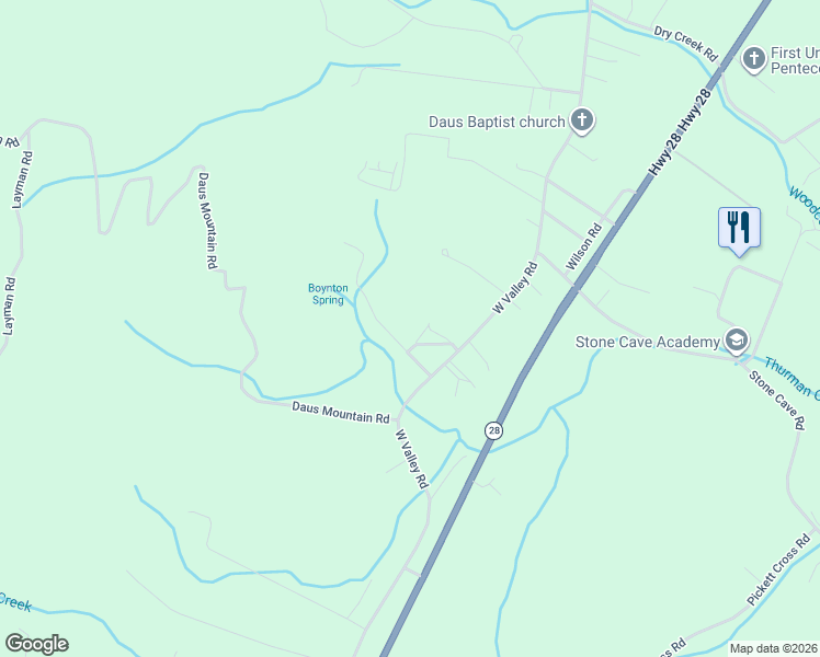 map of restaurants, bars, coffee shops, grocery stores, and more near 116 Boynton Road in Whitwell