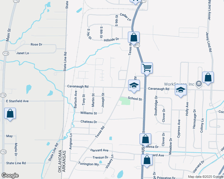map of restaurants, bars, coffee shops, grocery stores, and more near 7707 Joseph Street in Fort Smith