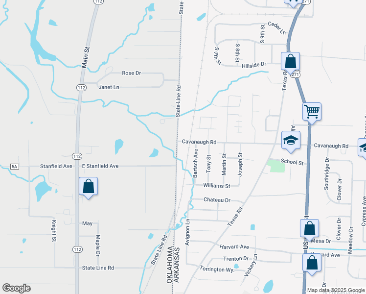 map of restaurants, bars, coffee shops, grocery stores, and more near 7823 State Line Road in Fort Smith