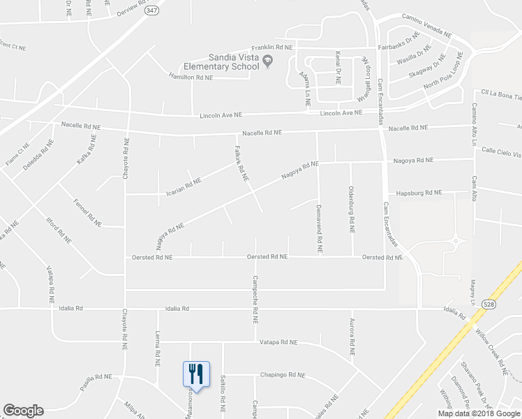 map of restaurants, bars, coffee shops, grocery stores, and more near 3209 Falkirk Court Northeast in Rio Rancho