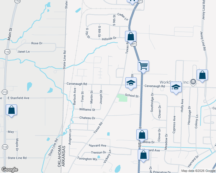 map of restaurants, bars, coffee shops, grocery stores, and more near 920 Cavanaugh Road in Fort Smith