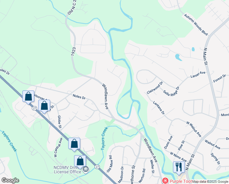 map of restaurants, bars, coffee shops, grocery stores, and more near 109 Creek in Mount Holly