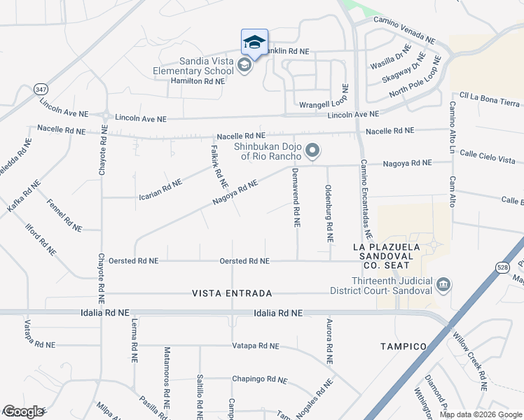 map of restaurants, bars, coffee shops, grocery stores, and more near 6801 Japura Court Northeast in Rio Rancho