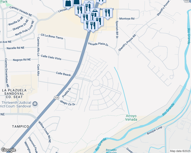 map of restaurants, bars, coffee shops, grocery stores, and more near 901 Cottonwood Circle in Bernalillo