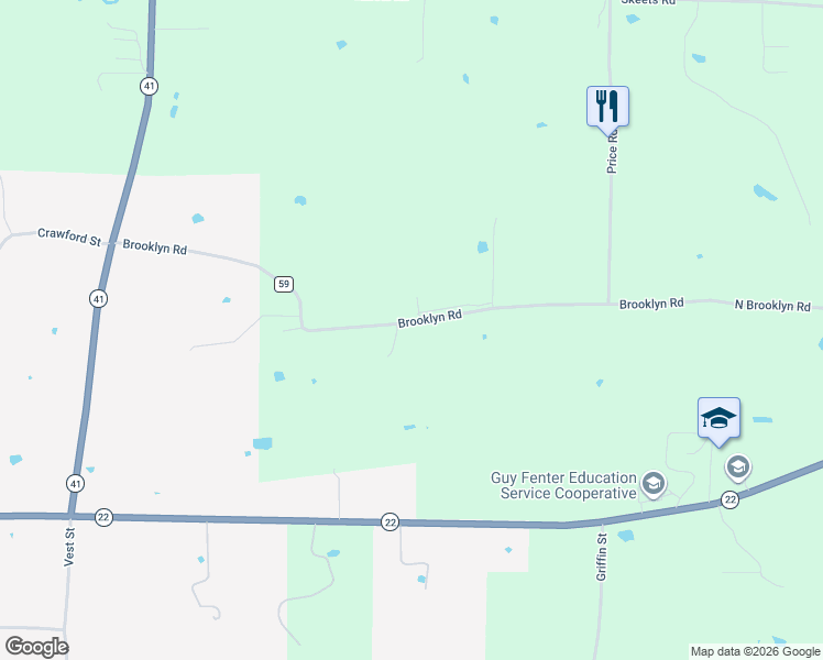 map of restaurants, bars, coffee shops, grocery stores, and more near 615 Brooklyn Road in Branch