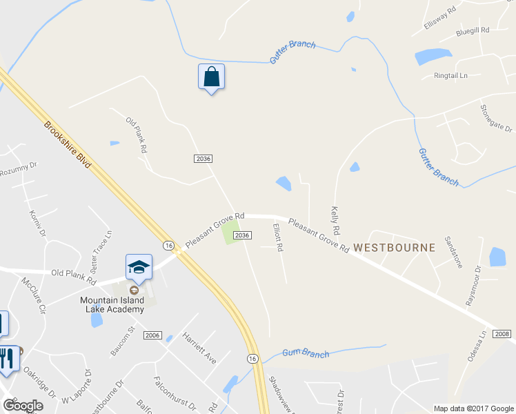 map of restaurants, bars, coffee shops, grocery stores, and more near 7216 Pleasant Grove Road in Charlotte