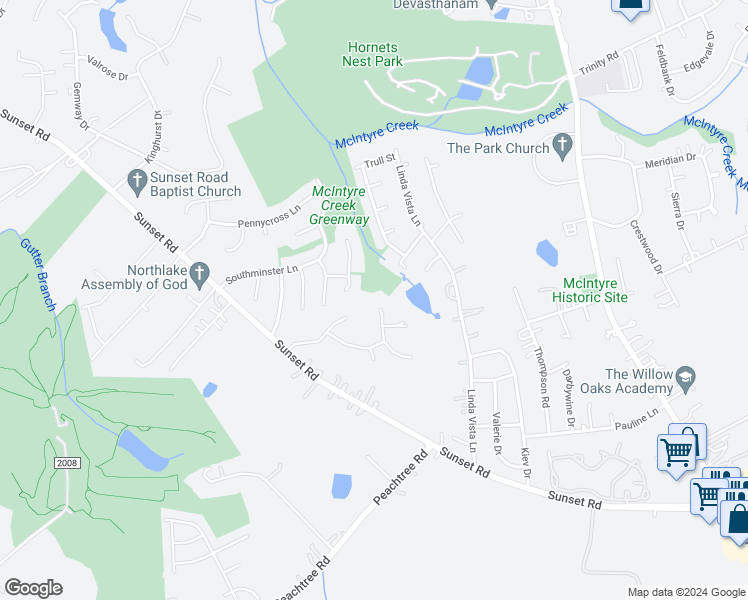 map of restaurants, bars, coffee shops, grocery stores, and more near 1941 Carpenter Cabin Drive in Charlotte