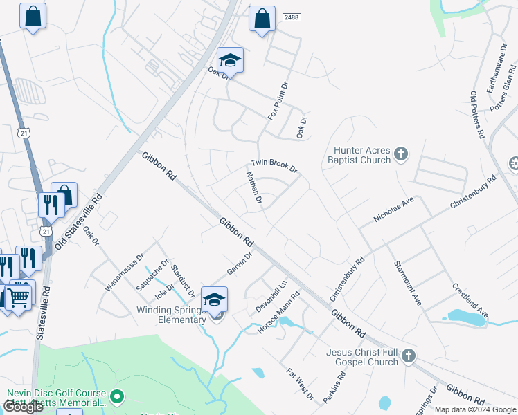 map of restaurants, bars, coffee shops, grocery stores, and more near 4841 Acorn Forest Lane in Charlotte