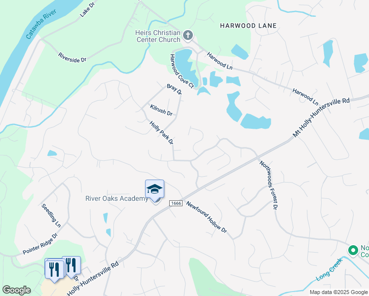 map of restaurants, bars, coffee shops, grocery stores, and more near 11402 Hawk Roost Court in Charlotte