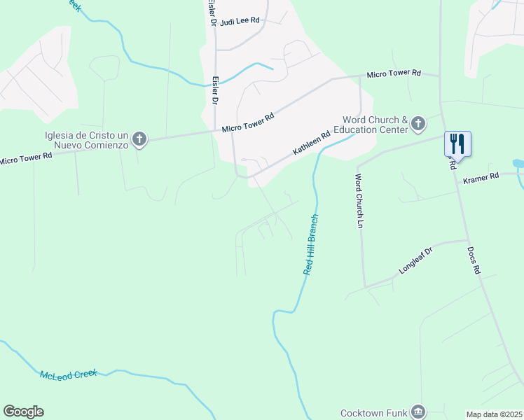 map of restaurants, bars, coffee shops, grocery stores, and more near 336 Cherokee Lane in Lillington