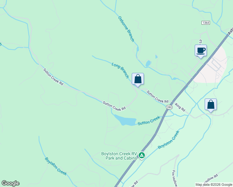 map of restaurants, bars, coffee shops, grocery stores, and more near 134 Sunrise Ln in Pisgah Forest